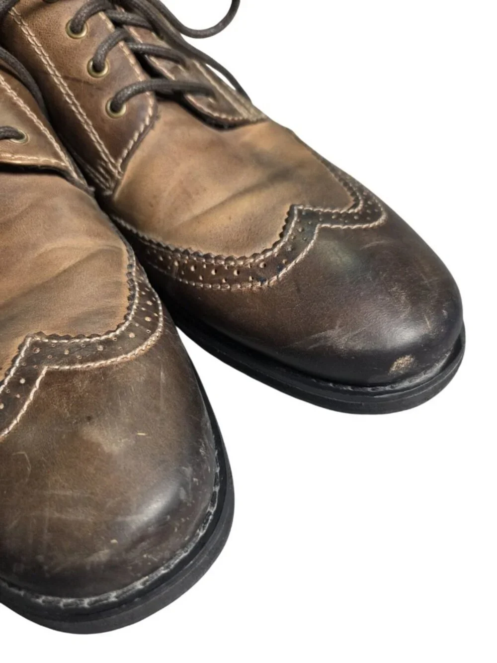 Mens Bed Stu Beacon Distressed Brown Leather Wingtips Oxfords Shoes Size 10